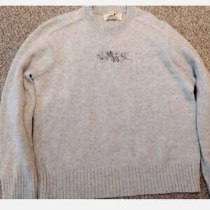 Vintage Winona Knits Gray Sweater with Embroidered Detail size large